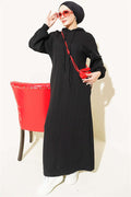 Hooded, Pocketed Knitted Dress, Black