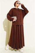 Hooded Skirt 2 Piece Set in Coffee