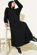 Hooded Skirt 2 Piece Set, Black