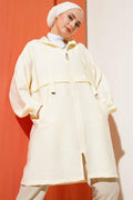 Hooded Zippered Arabboy Coat Ecru