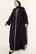 Hooded Zip-Up Abaya, Black