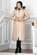 Hooded Quilted Hijab Coat Cream