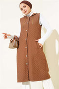 Hooded Quilted Vest Brown