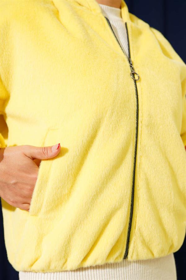 Short Hooded Cashmere Jacket Yellow