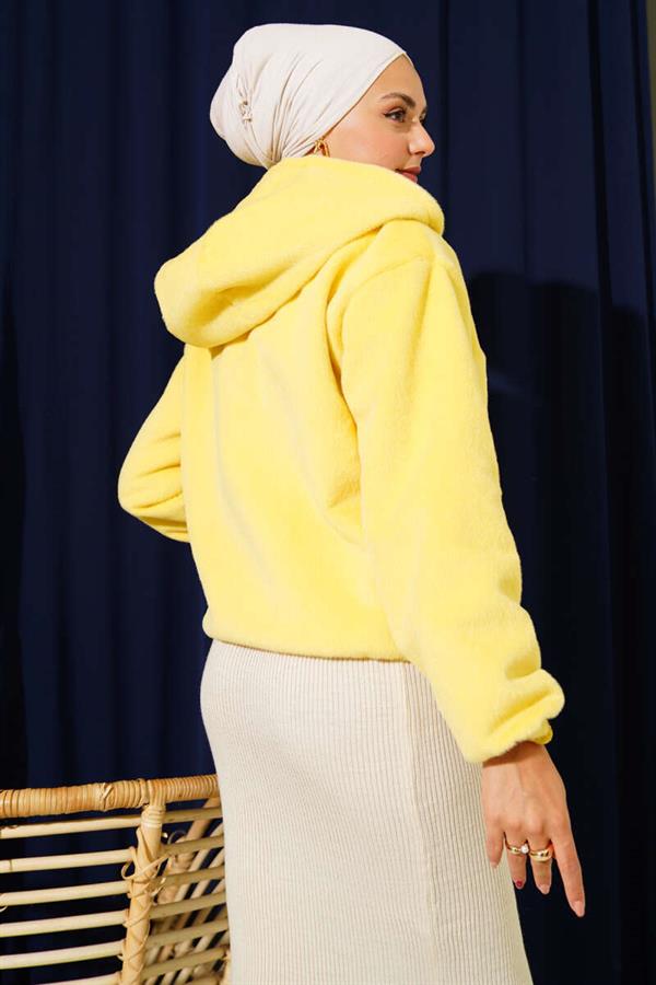 Short Hooded Cashmere Jacket Yellow
