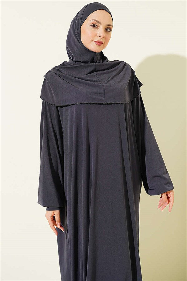 Hooded Prayer Dress, Dark Gray