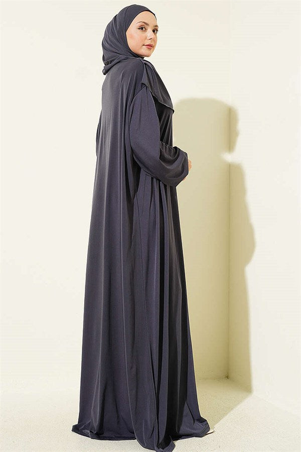 Hooded Prayer Dress, Dark Gray