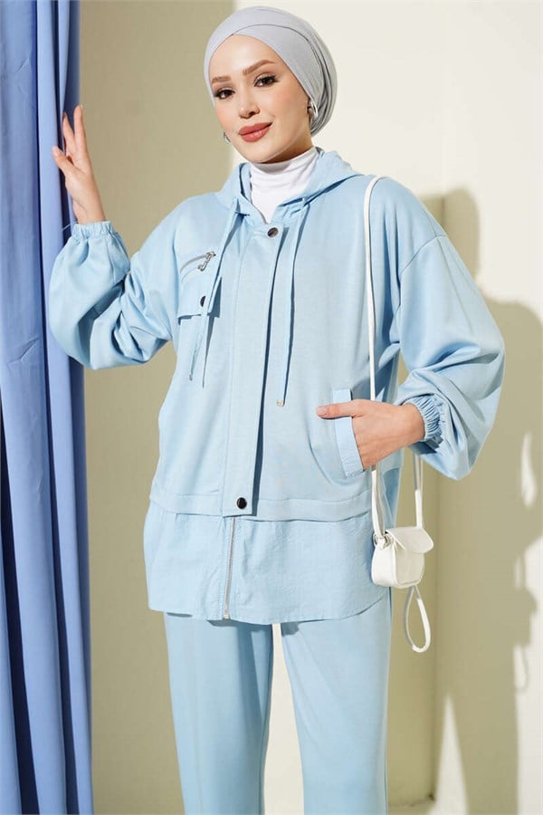 Hooded Parachute 2 Piece Set, Blue