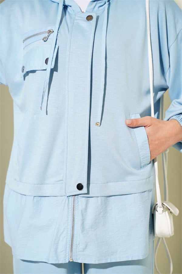 Hooded Parachute 2 Piece Set, Blue