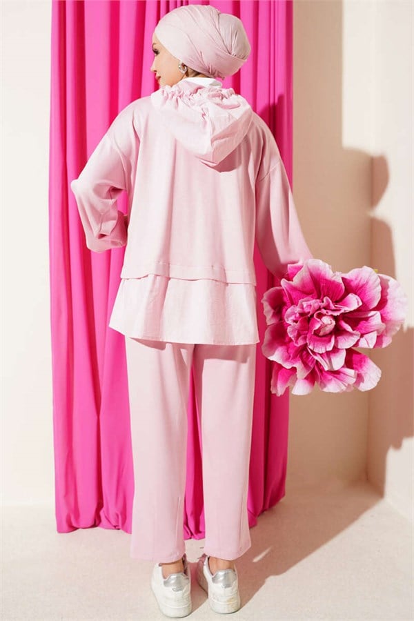 Hooded Parachute 2 Piece Set Pink
