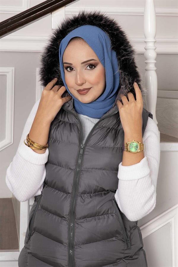 Hooded Puffer Vest Smoke