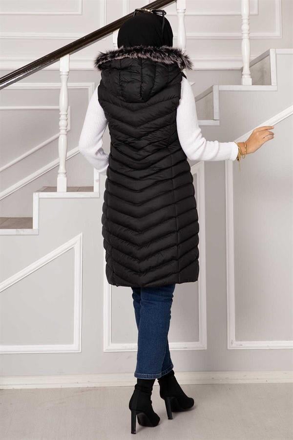 Hooded Puffer Vest Black