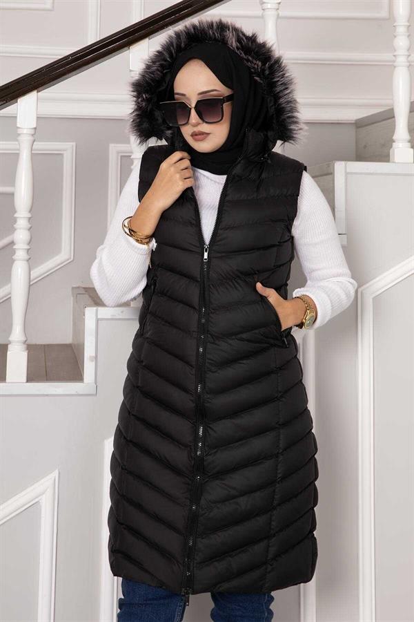 Hooded Puffer Vest Black