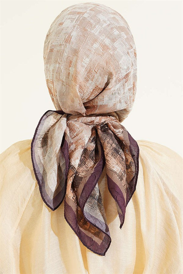 Square Striped Bamboo Kash Scarf Plum