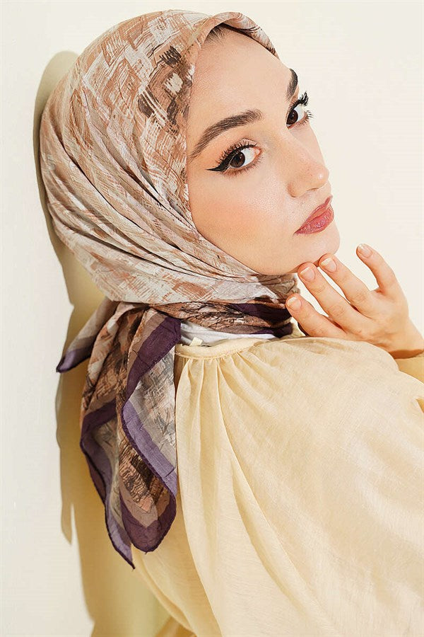 Square Striped Bamboo Kash Scarf Plum