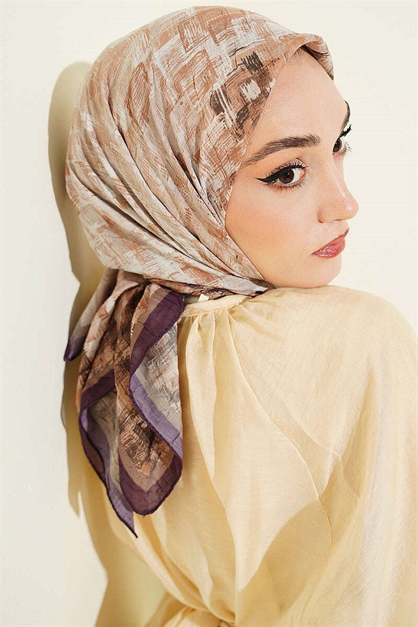Square Striped Bamboo Kash Scarf Plum