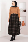 Plaid Scuba Skirt Black - Stone