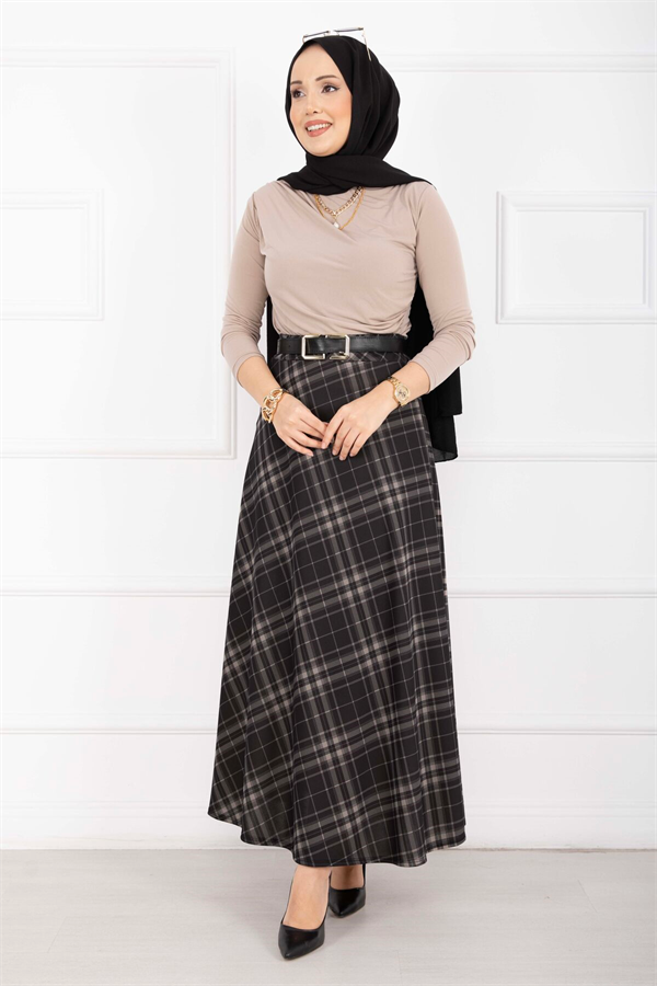 Plaid Scuba Skirt Black
