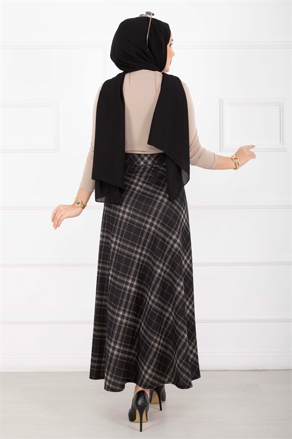 Plaid Scuba Skirt Black