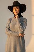Square Embossed Soft Knit Tunic Gray