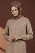 Square Embossed Soft Knit Tunic Latte