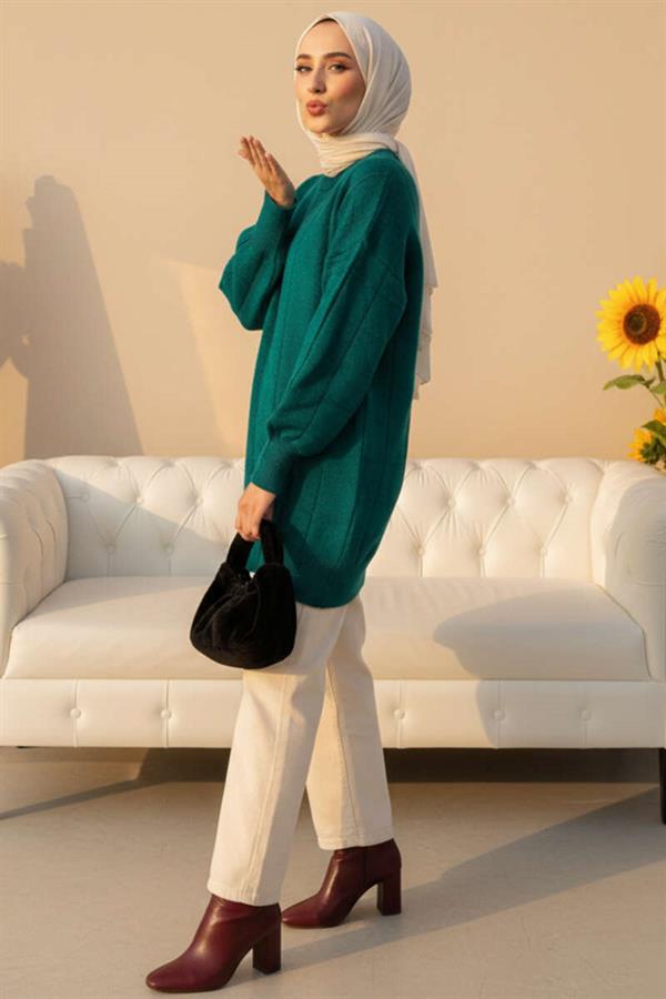 Square Embossed Soft Knit Tunic Nefti