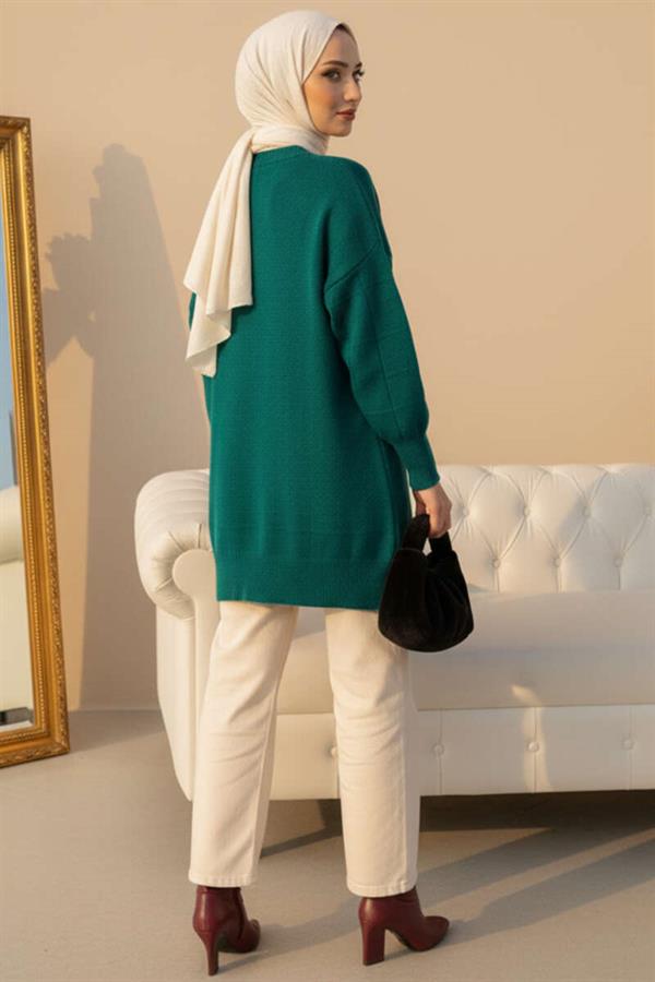 Square Embossed Soft Knit Tunic Nefti