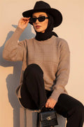 Square Embossed Soft Knit Tunic Mink