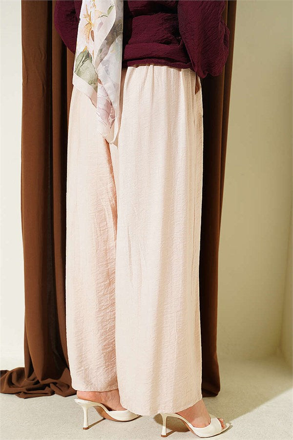 Square Belt Wide Leg Trousers Beige