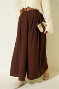 Square Belt Wide Leg Trousers Brown