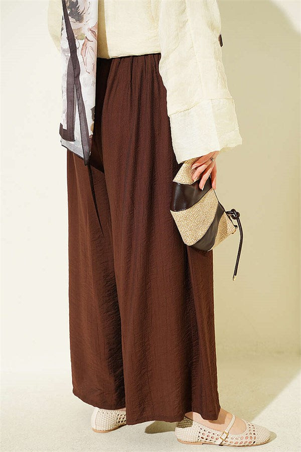 Square Belt Wide Leg Trousers Brown