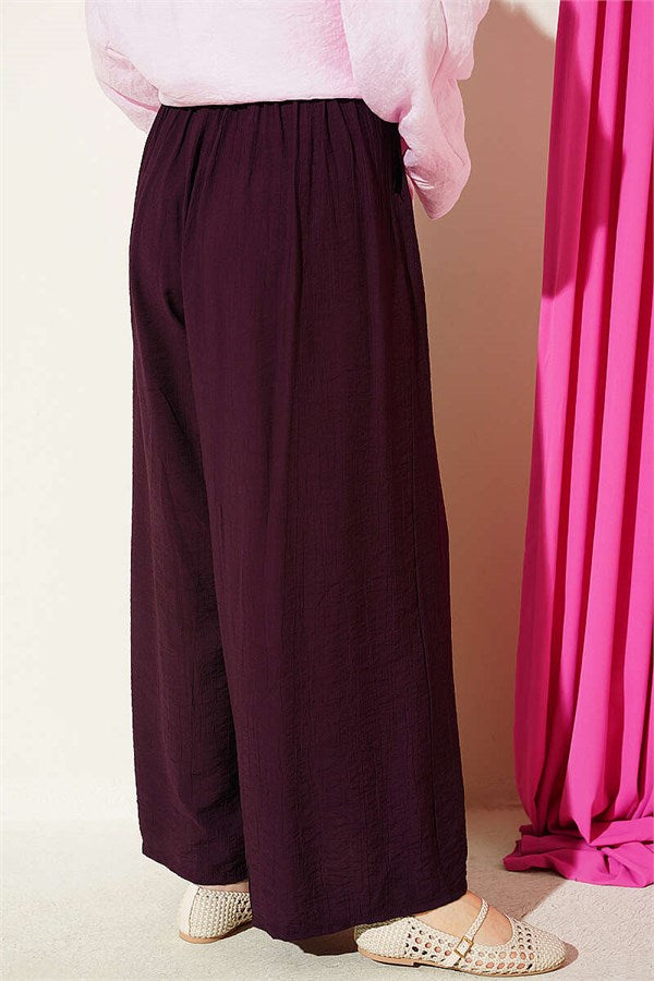 Square Belt Wide Leg Trousers, Plum