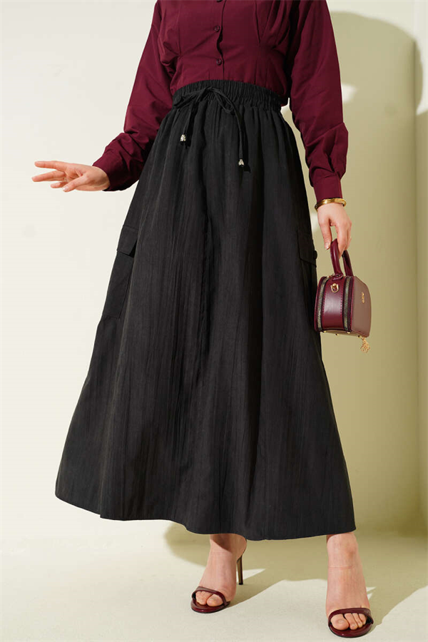 Cargo Pocket Detail Tencel Skirt Anthracite