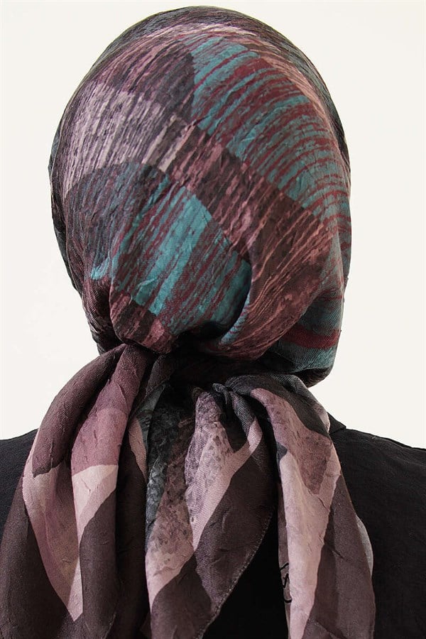 Mixed Pattern Bamboo Crash Scarf Dark Coffee