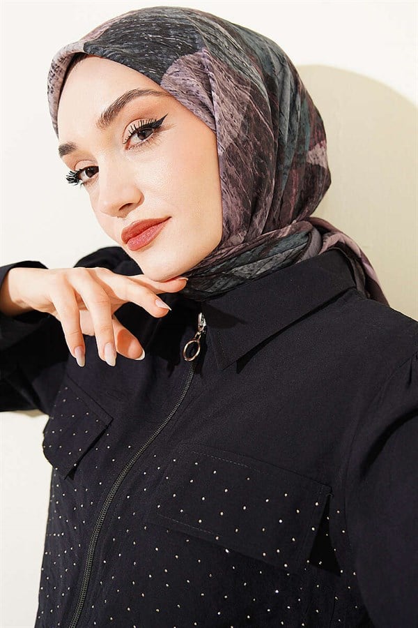Mixed Pattern Bamboo Crash Scarf Dark Coffee
