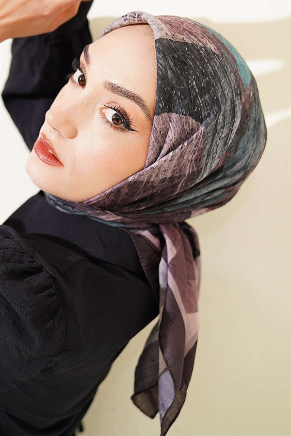 Mixed Pattern Bamboo Crash Scarf Dark Coffee