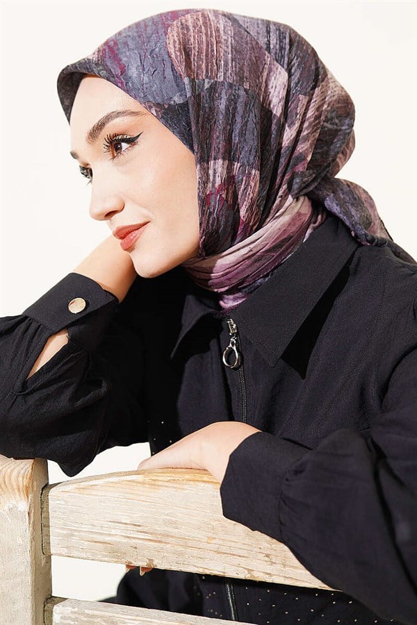Mixed Pattern Bamboo Knit Scarf Burgundy