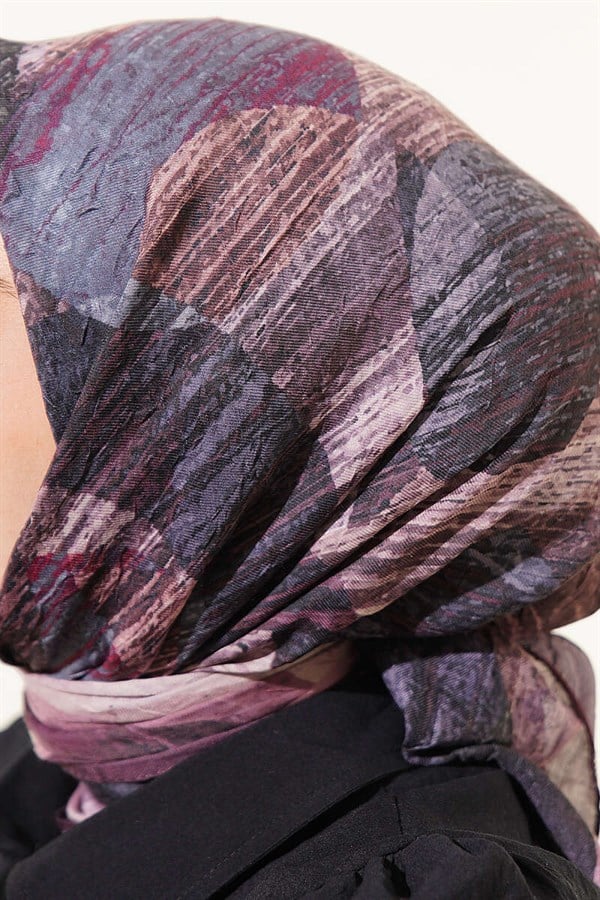 Mixed Pattern Bamboo Knit Scarf Burgundy