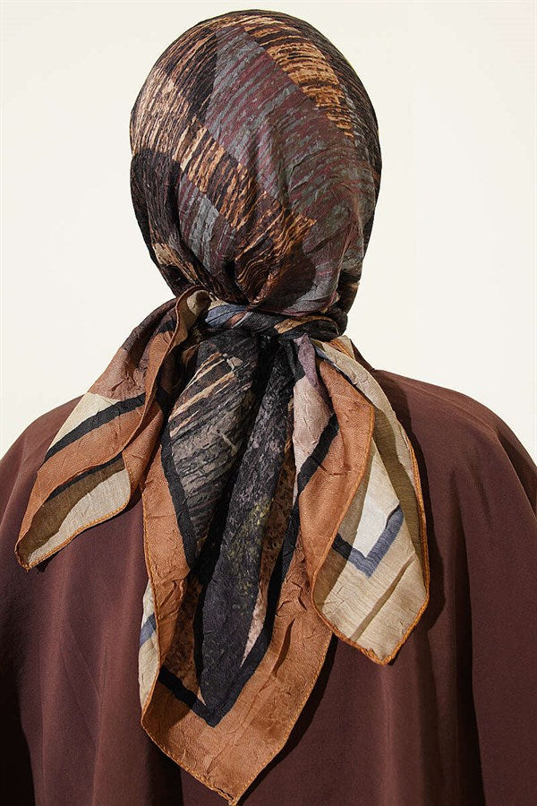 Mixed Pattern Bamboo Crash Scarf Mustard