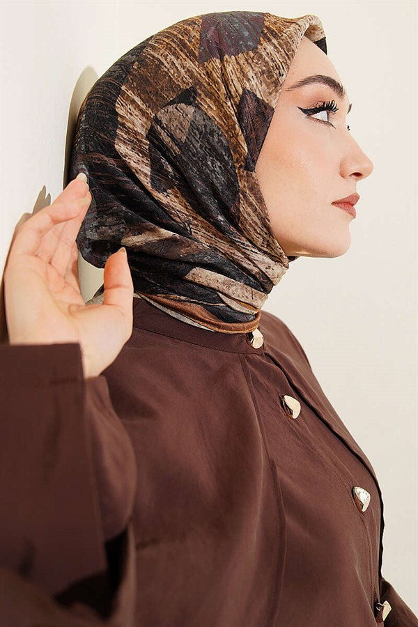 Mixed Pattern Bamboo Crash Scarf Mustard