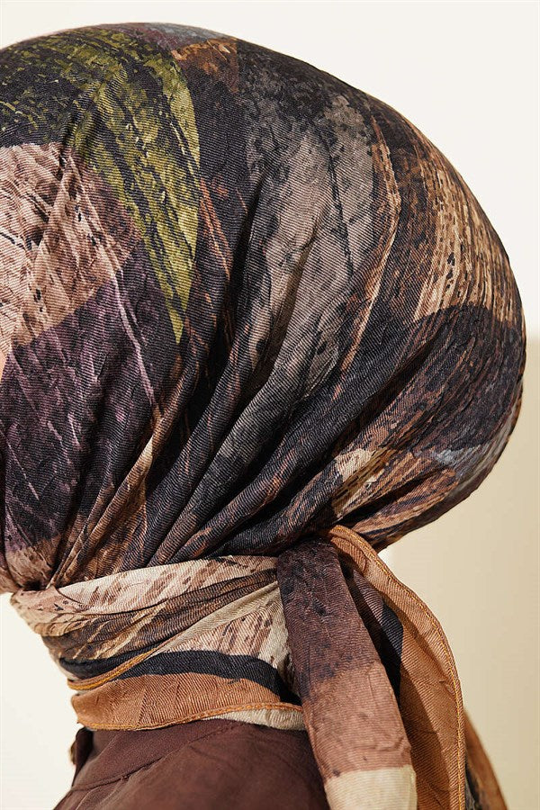 Mixed Pattern Bamboo Crash Scarf Mustard