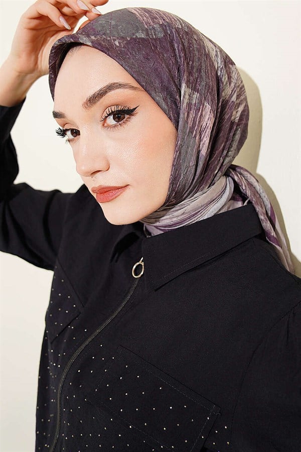 Mixed Pattern Bamboo Crash Moon Scarf Stone