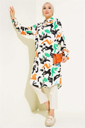 Mixed Pattern Hidden Button Shirt Stone