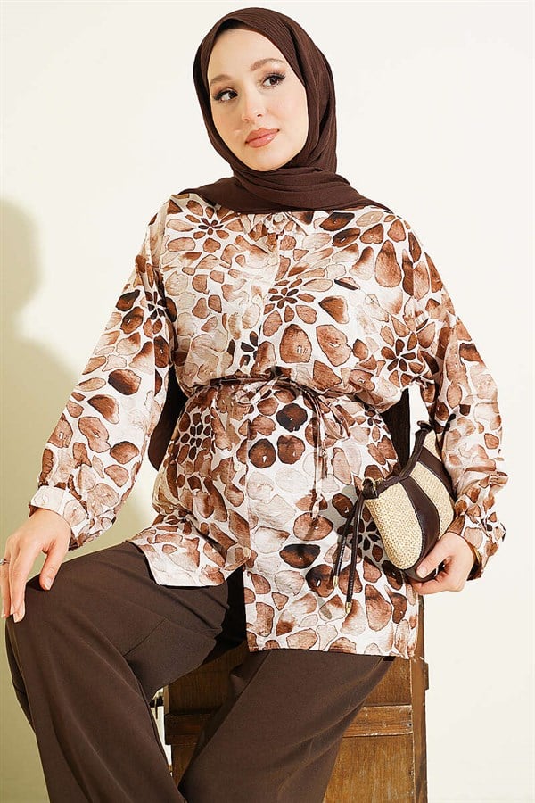 Assorted Patterned Shirt with Drawstring Belt (23)