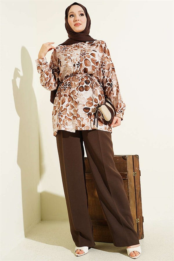 Assorted Patterned Shirt with Drawstring Belt (23)