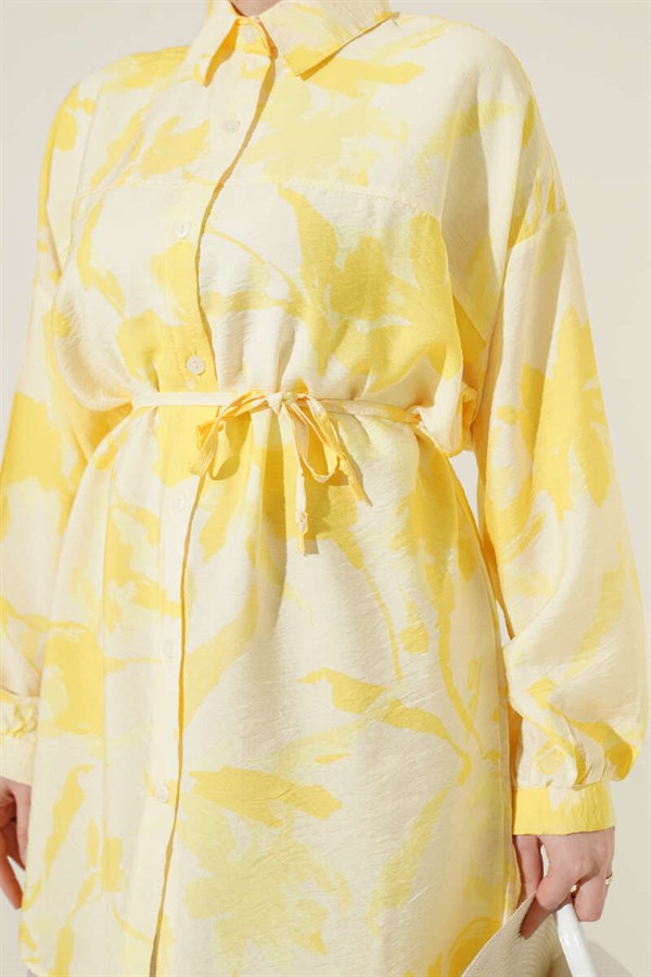 Assorted Patterned Shirt with Drawstring Belt (3)
