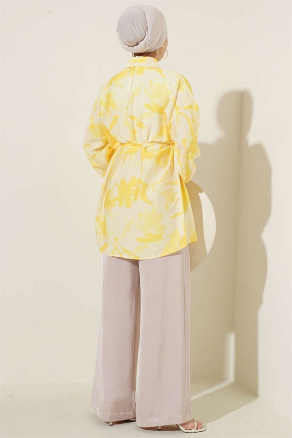 Assorted Patterned Shirt with Drawstring Belt (3)