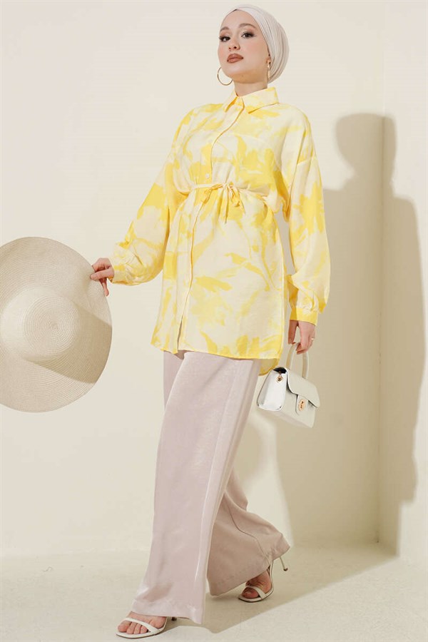 Assorted Patterned Shirt with Drawstring Belt (3)