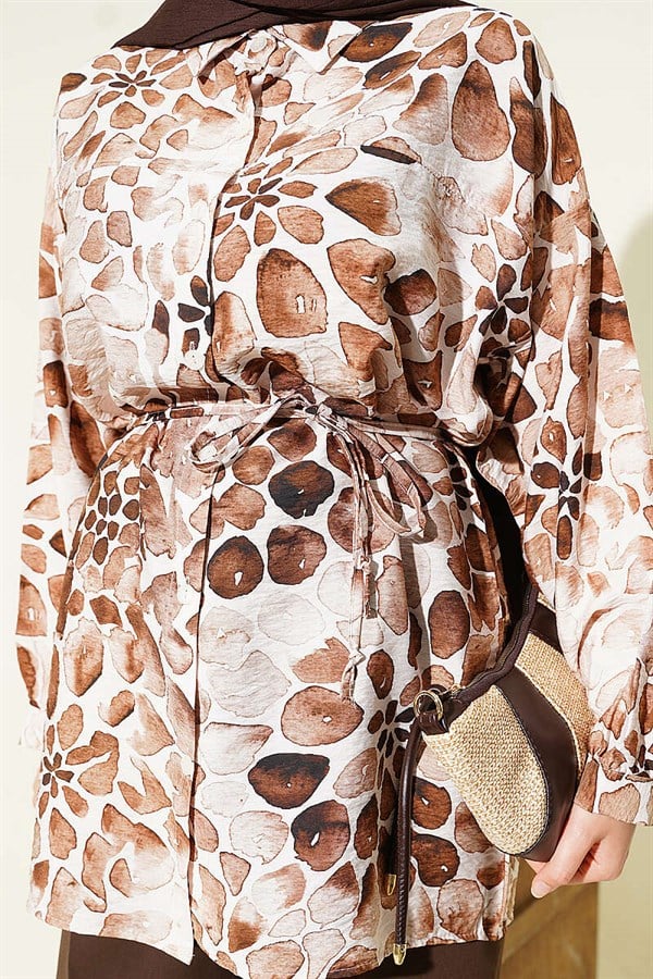 Assorted Patterned Shirt with Drawstring Belt (23)