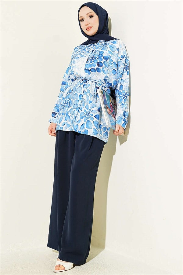 Assorted Patterned Shirt with Drawstring Belt (24)